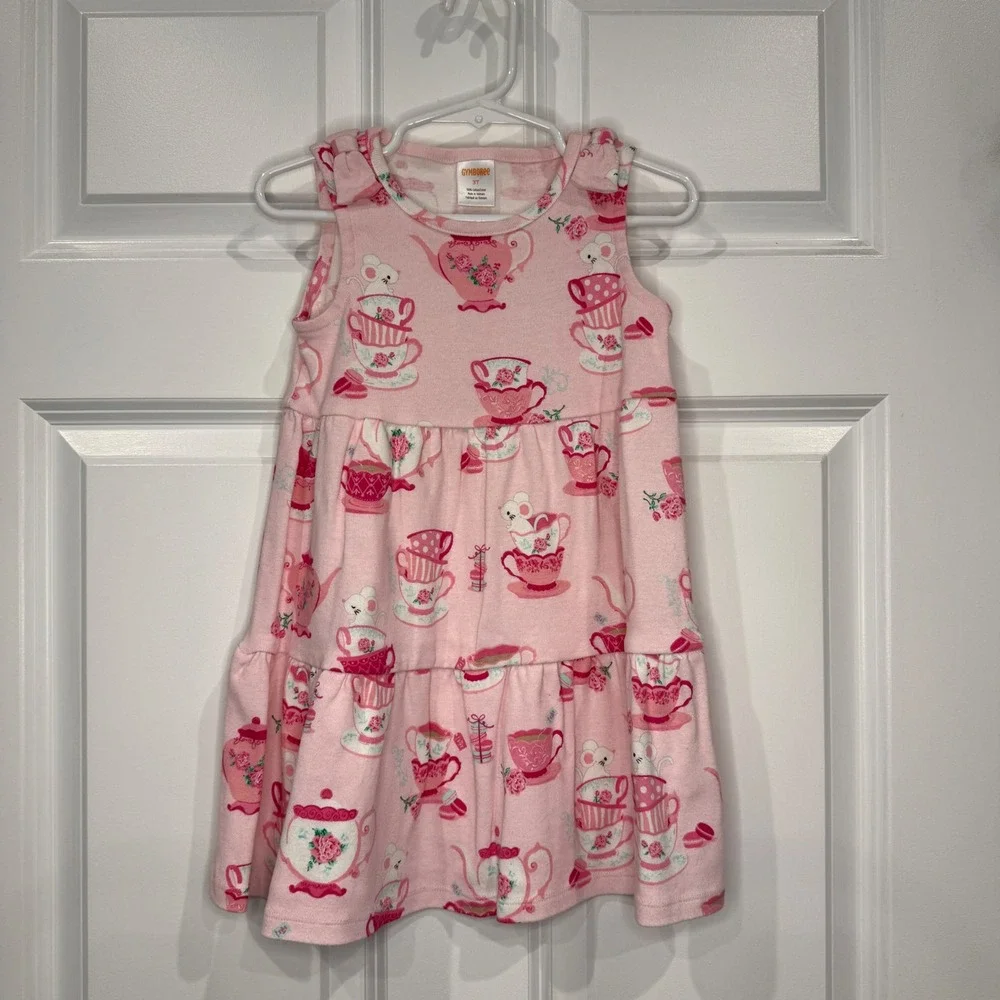 Gymboree Girls Pink Tea‎ Party Mouse Teacup Dress Size 3T